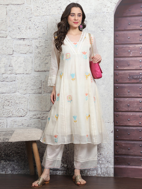 A-Line Kota Doria Kurta Set