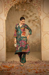 A-Line Kurta Set with Dupatta - Deep Teal Green