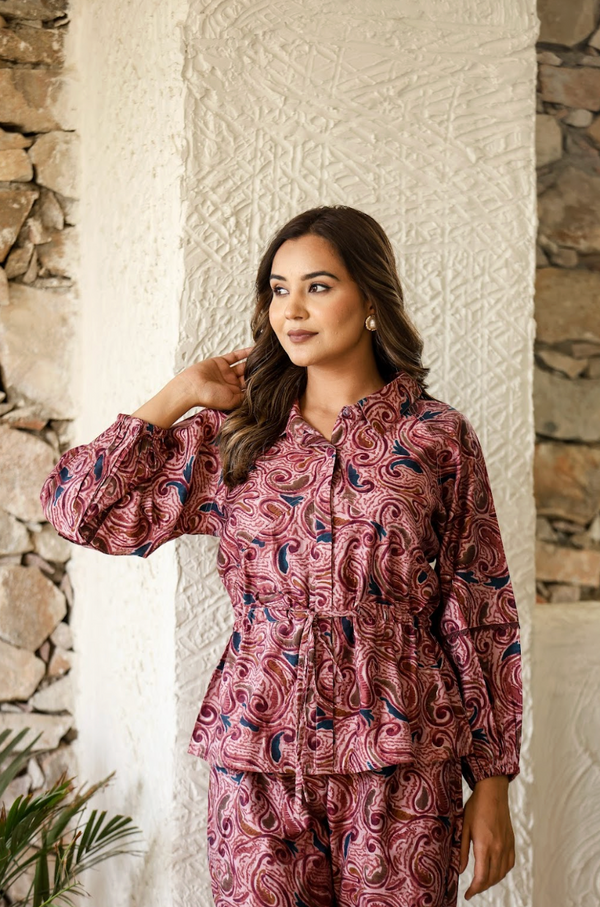 Cream Multi-Floral Relaxed Fit Coord Set