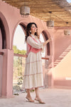 Pink Embroidered Jacket Layered Tiered Dress