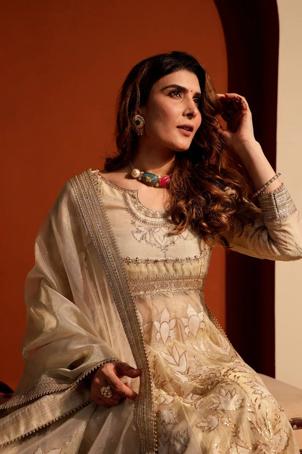 Embroidered Tissue Organza Kurta Set