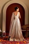 Hand-Embroidered Floor-Length Gown with Embellished Dupatta