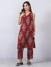 Blue and Maroon Kurta Pants Set