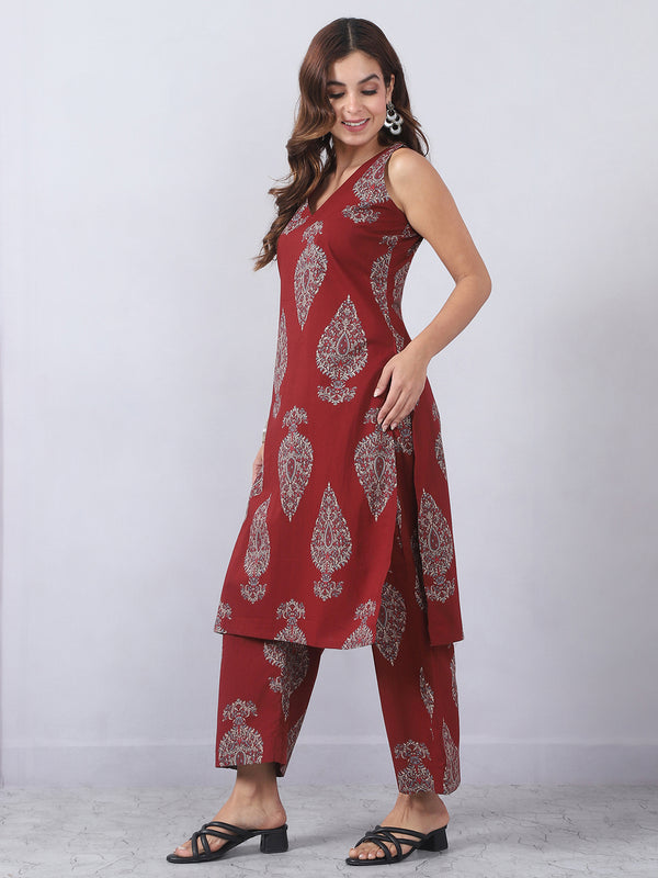 Blue and Maroon Kurta Pants Set