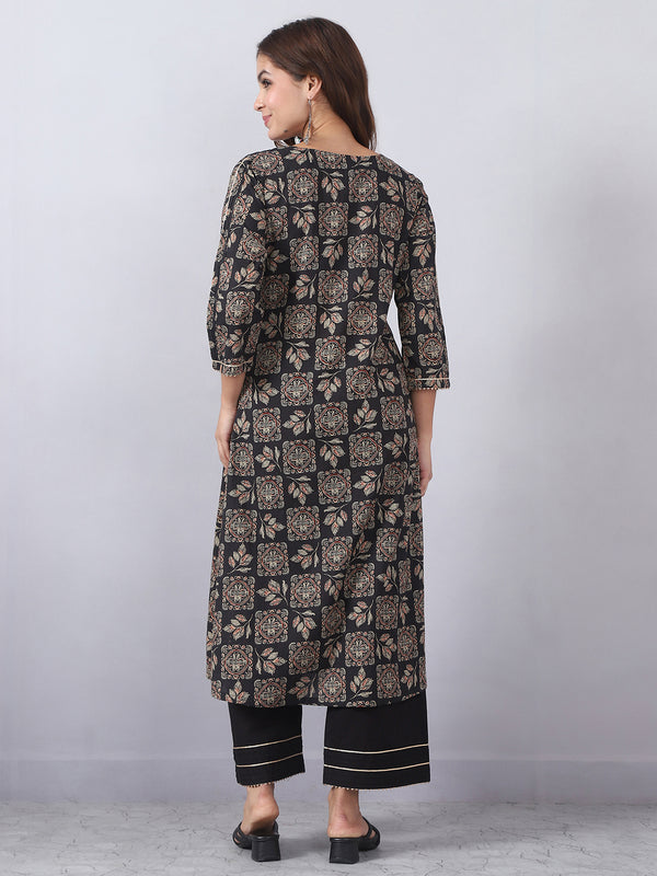 Charcoal Black Kurta Pants Set