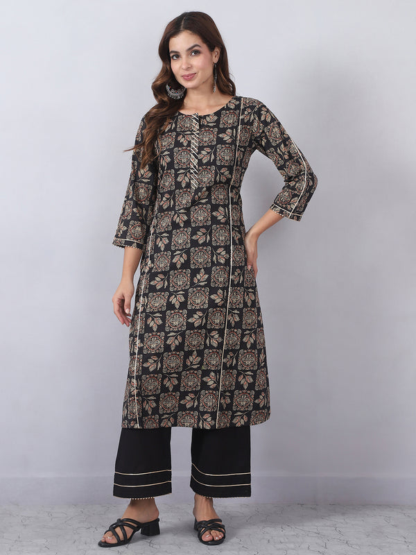 Charcoal Black Kurta Pants Set