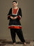 Straight Kurti & Farshi Salwaar Set with Dupatta in Black & Rust Orange