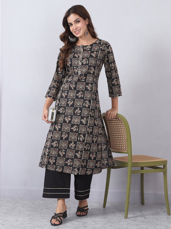 Charcoal Black Kurta Pants Set