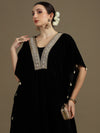 Black Micro Velvet Kaftan Set