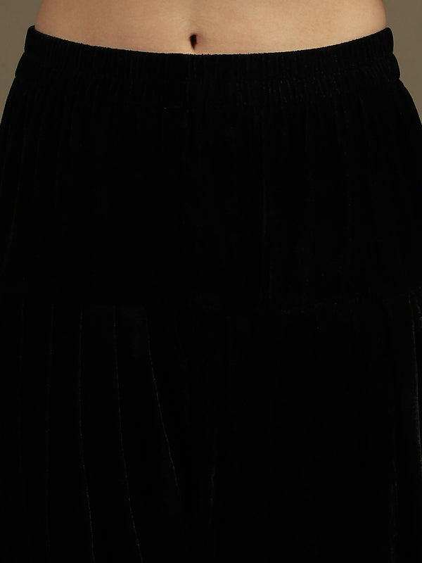 Choga Style Mehroon & Black Farshi Salwaar Set with Dupatta