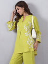 Green Cord Set with Embroidery Detail on Top