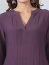 Purple Cord Set with Zari Detail on Neck and Sleeves