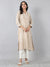 Pastel Grey Overlap V-Neck Embroidered Rayon Kurti