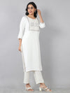 Off White Heritage Embroidered Rayon Kurti