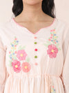 Peach Blossom Embroidered Cotton Cambric Midi Dress
