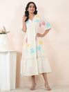 Floral Embroidered Cotton Dobby Day Dress