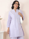 Lavender Slub Linen Straight Co-Ord Set