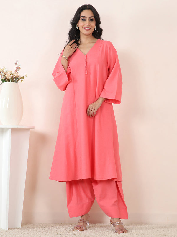 Pink Viscose Linen Everyday Co-Ord Set