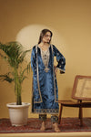 3-Piece Long Kurta Set in Viscose Velvet with Mirror & Zari Work