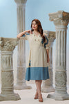 Ivory Blue Cotton Flex Midi Dress