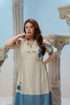Ivory Blue Cotton Flex Midi Dress