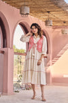 Pink Embroidered Jacket Layered Tiered Dress