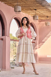 Pink Embroidered Jacket Layered Tiered Dress