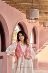 Pink Embroidered Jacket Layered Tiered Dress