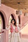 Pink Embroidered Jacket Layered Tiered Dress