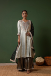 Embroidered Silk-Blend Sharara Kurta Set with Organza Dupatta