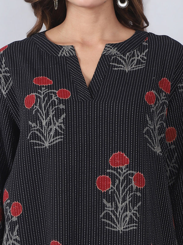 Cotton Kurta Pant Set with Block Print