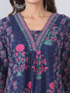 Navy Blue Embroidered Kurta Pants Set