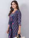 Navy Blue Embroidered Kurta Pants Set