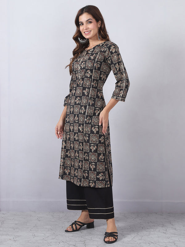 Charcoal Black Kurta Pants Set