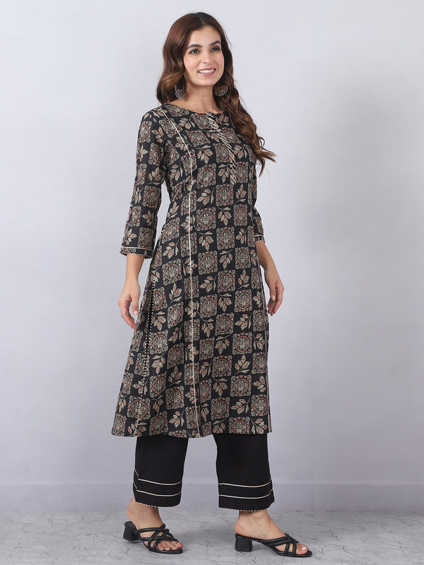 Charcoal Black Kurta Pants Set