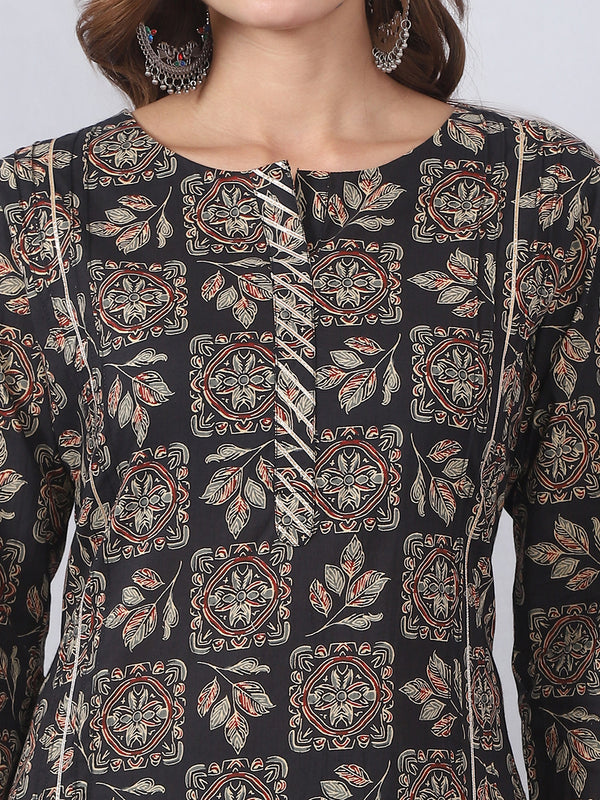 Charcoal Black Kurta Pants Set