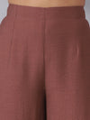 Brown Cord Set with String Detail and Side Slits