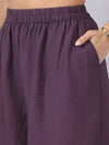 Purple Cord Set with Zari Detail on Neck and Sleeves