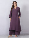 Purple Cord Set with Zari Detail on Neck and Sleeves