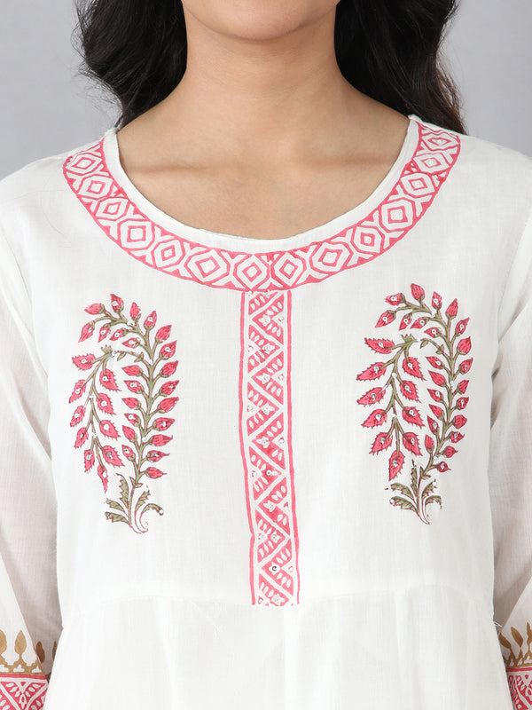Block Print Cotton Cambric Anarkali Suit Set