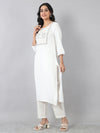 Off White Heritage Embroidered Rayon Kurti