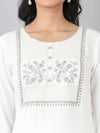 Off White Heritage Embroidered Rayon Kurti