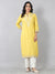 Bright Yellow Embroidered Everyday Rayon Kurti