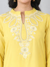 Bright Yellow Embroidered Everyday Rayon Kurti