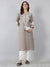 Taupe Grey Thread Embroidered Rayon Kurti