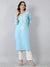 Sky Blue Classic Embroidered Rayon Kurti