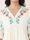 Embroidered Cotton Dobby Midi Dress