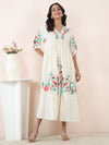 Embroidered Cotton Dobby Midi Dress