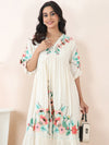 Embroidered Cotton Dobby Midi Dress