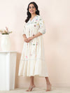 Ivory Garden Embroidered Cotton Dobby Midi Dress